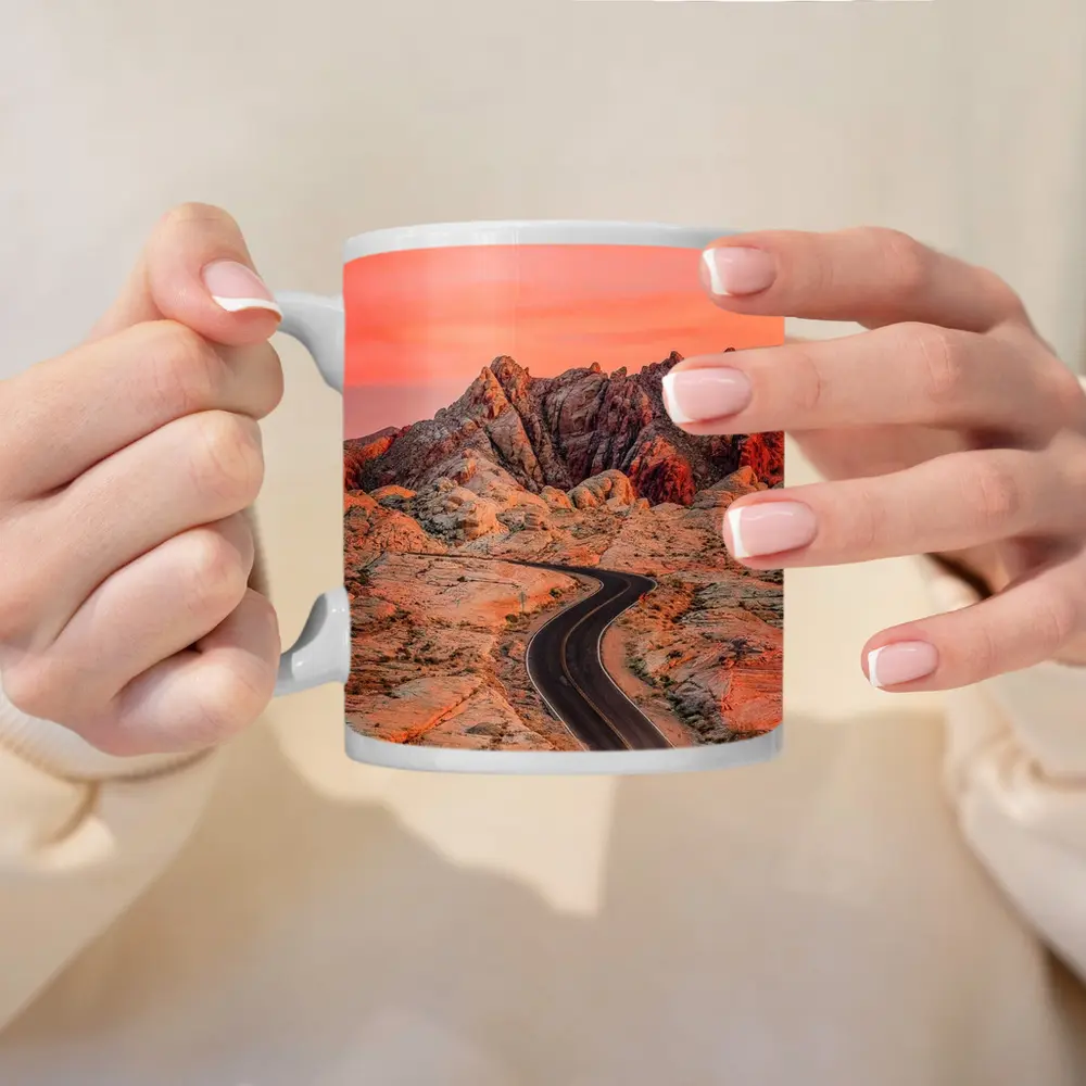 Winding Desert Road Red Rock Sunset – Mugs