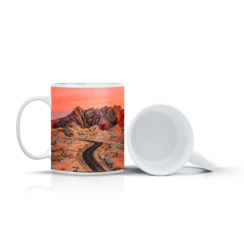 Winding Desert Road Red Rock Sunset – Mugs