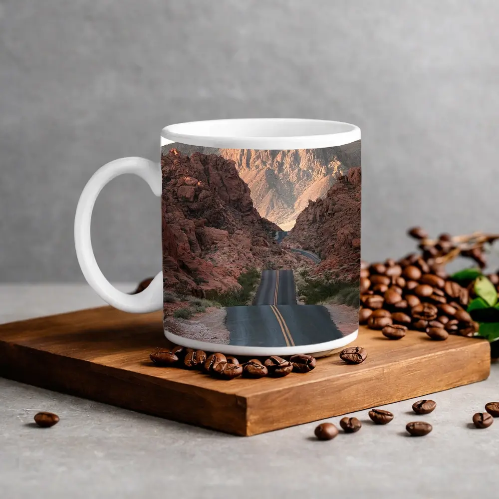 Desert Road Through Red Rock Canyon – Mugs