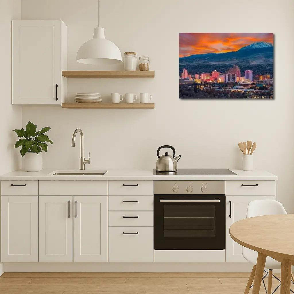 Reno Nevada Skyline Fiery Sunset Mountain – Wall Art