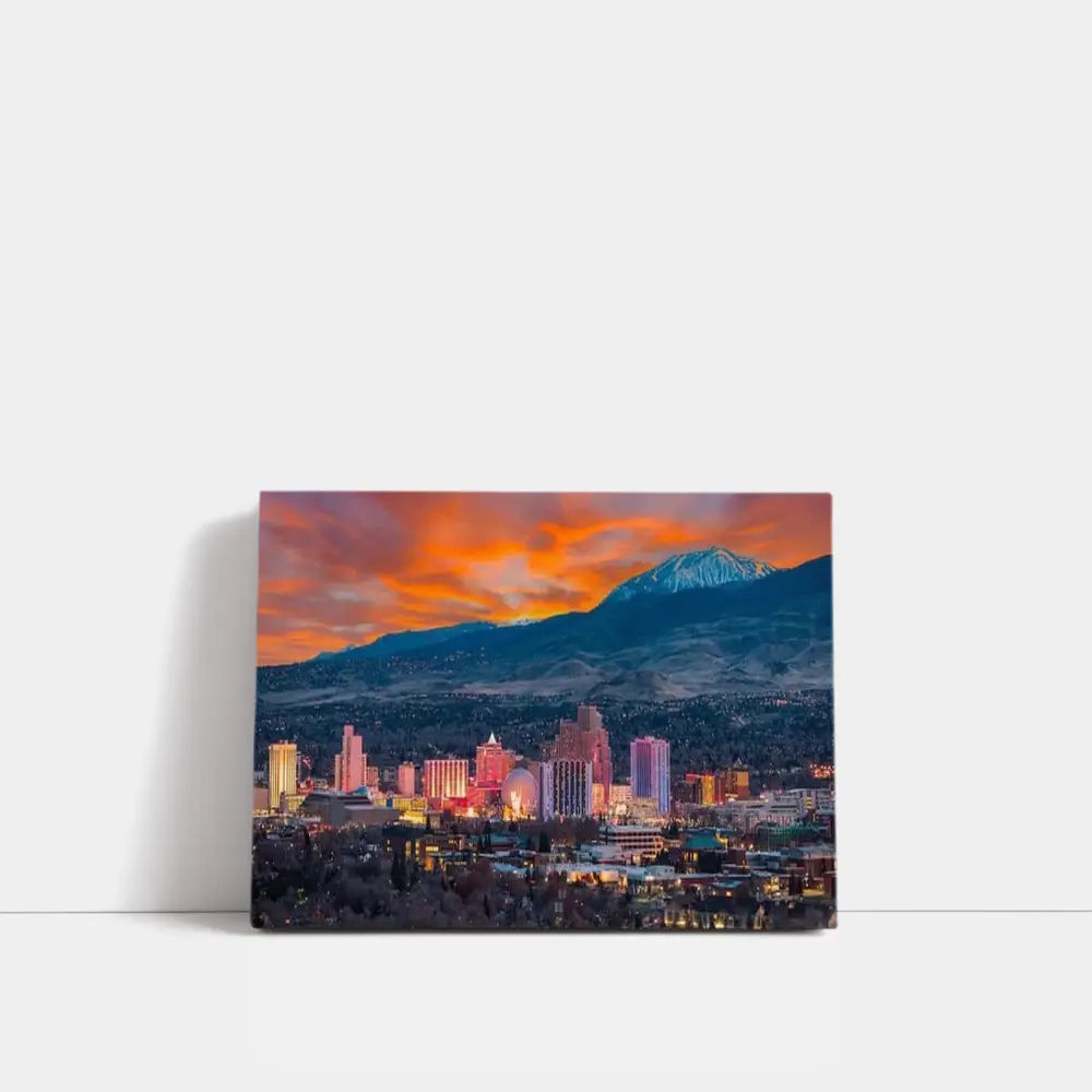 Reno Nevada Skyline Fiery Sunset Mountain – Wall Art