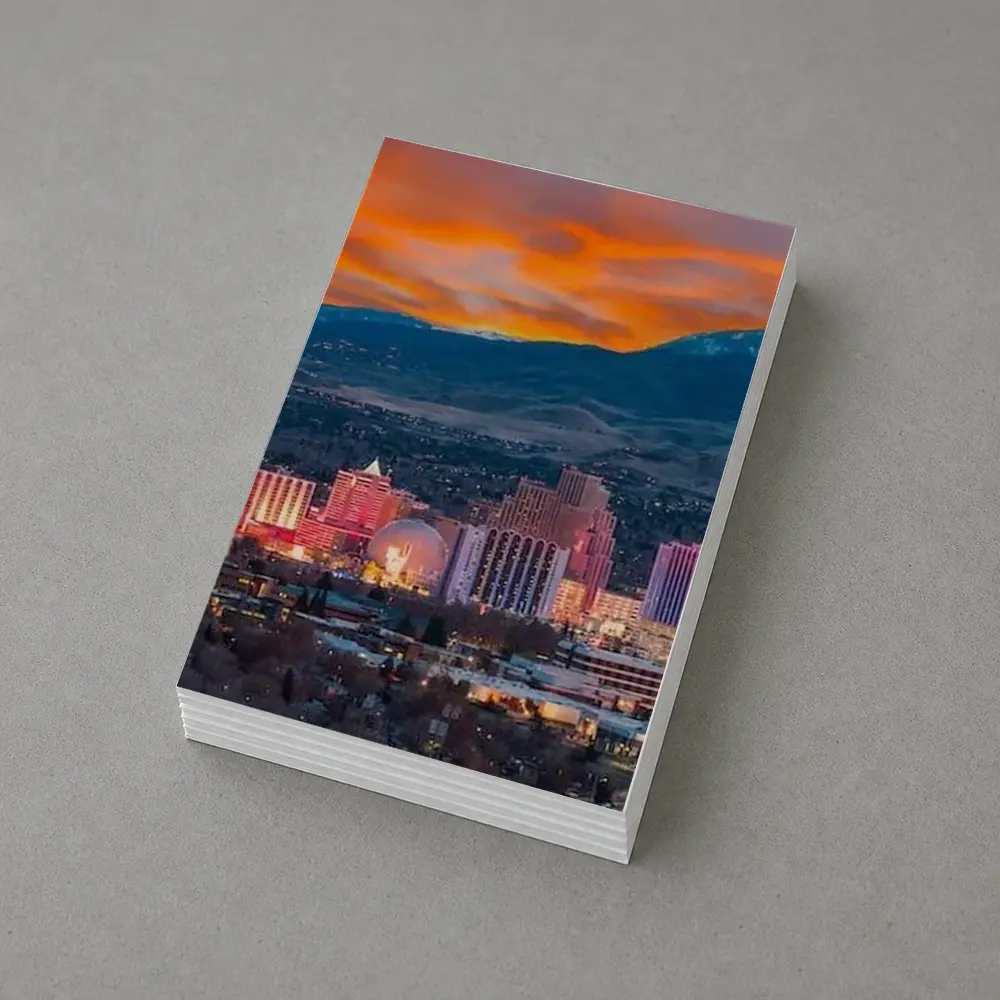 Reno Nevada Skyline Fiery Sunset Mountain – Postcards