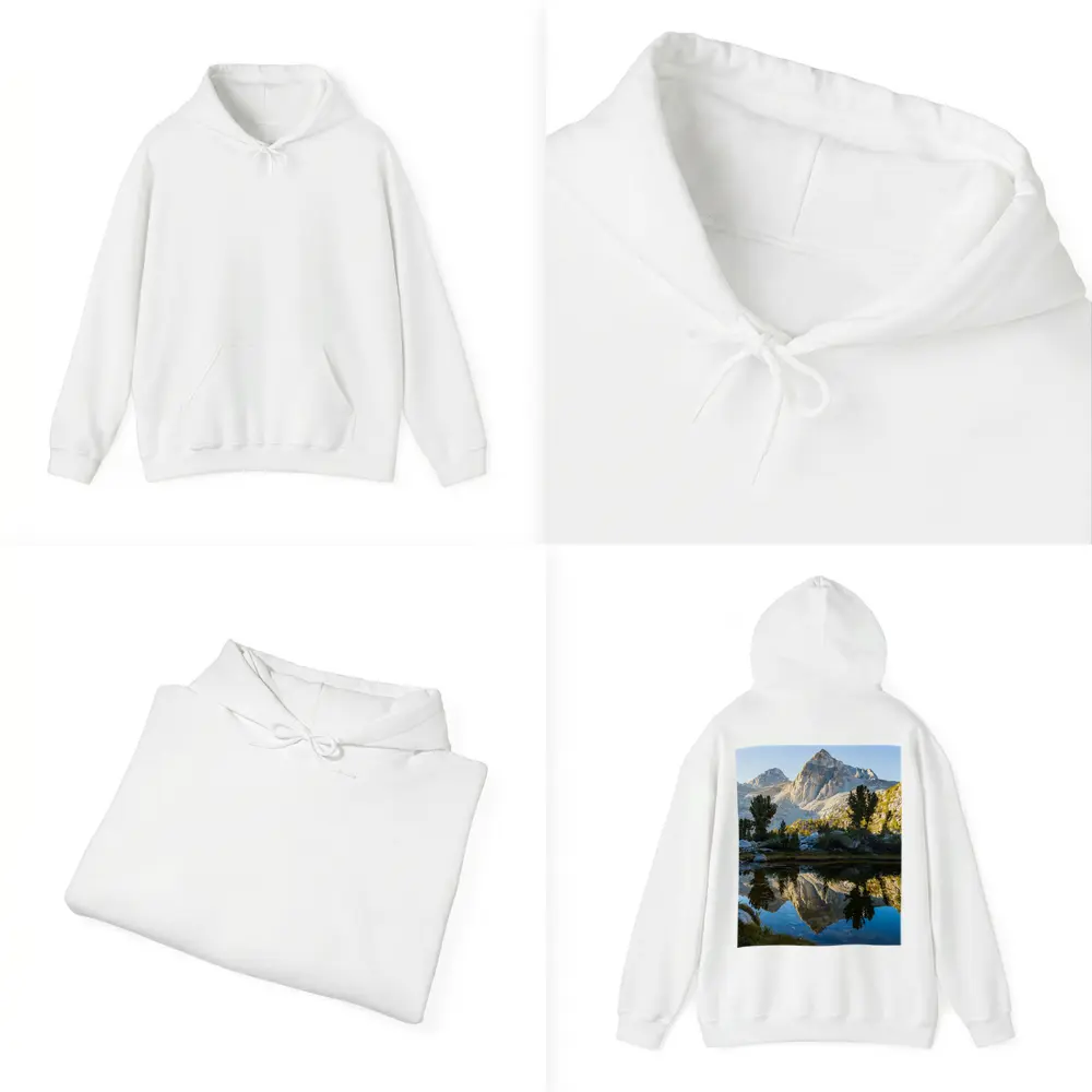 Mountain Peak Reflected in Alpine Lake – Hoodies
