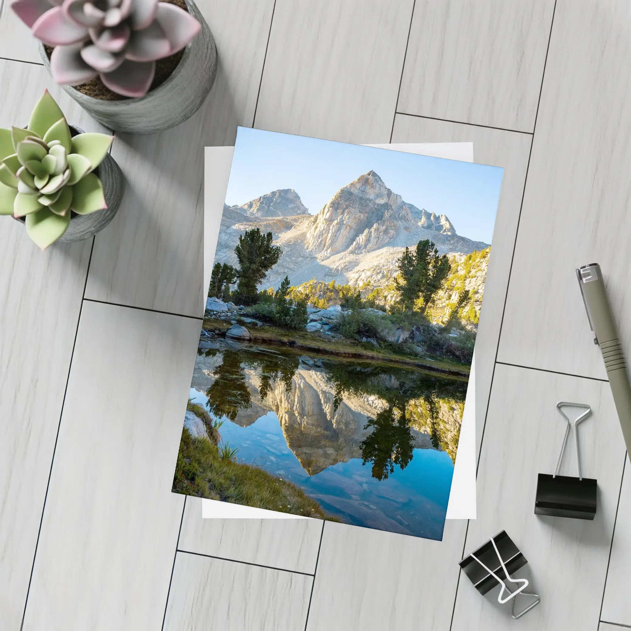 Mountain Peak Reflected in Alpine Lake – Postcards