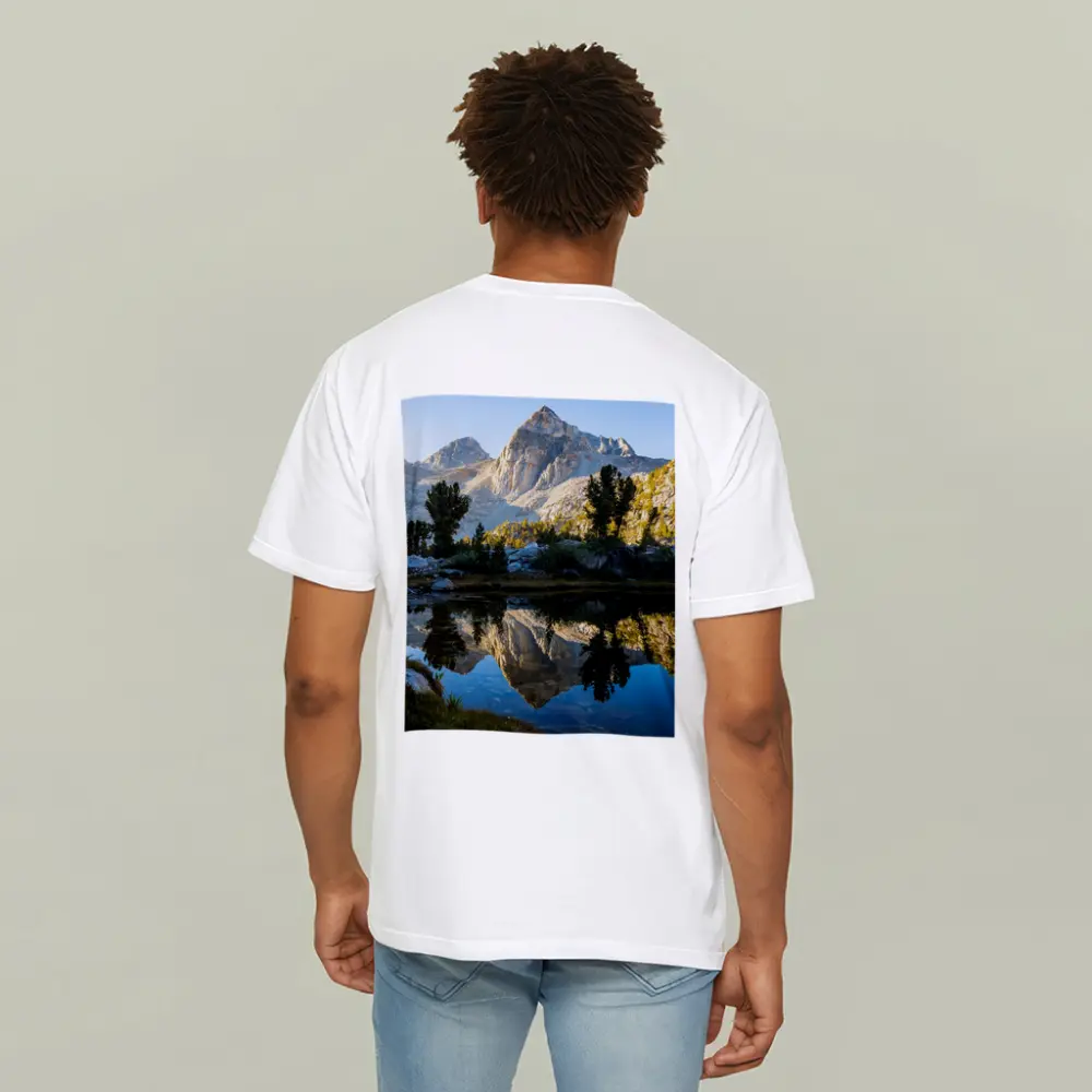 Mountain Peak Reflected in Alpine Lake – T-Shirts