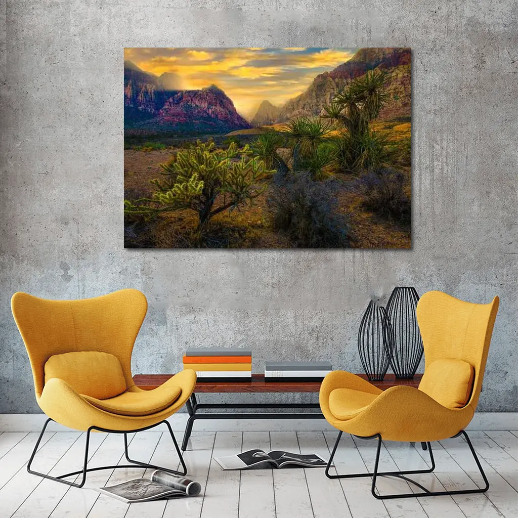 Red Rock Canyon Desert Sunset Landscape – Wall Art