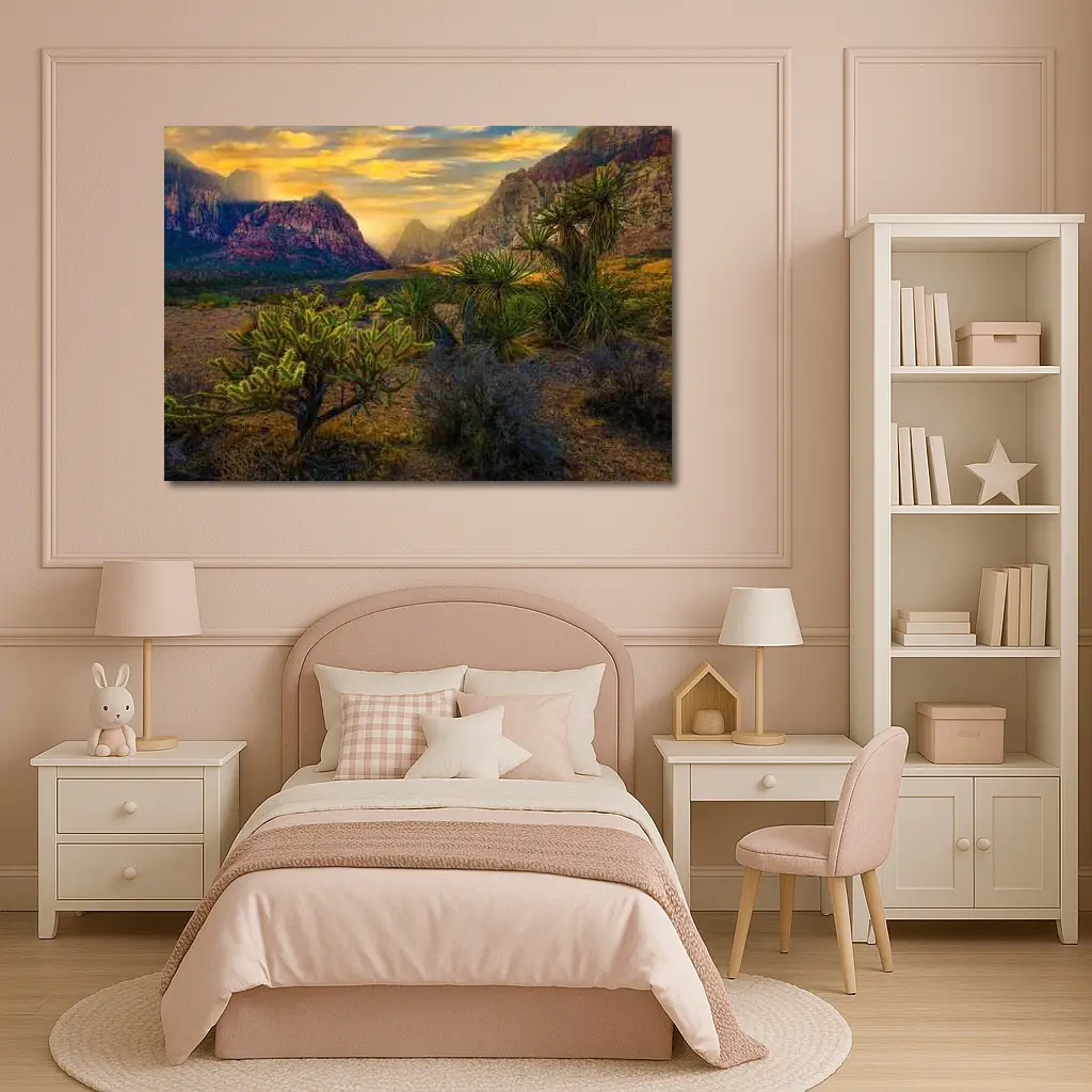 Red Rock Canyon Desert Sunset Landscape – Wall Art