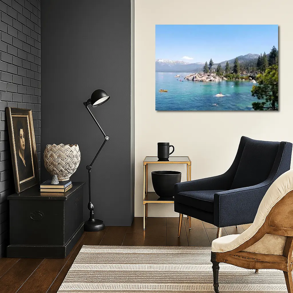 Lake Tahoe Clear Water Mountains Pine Trees – Wall Art