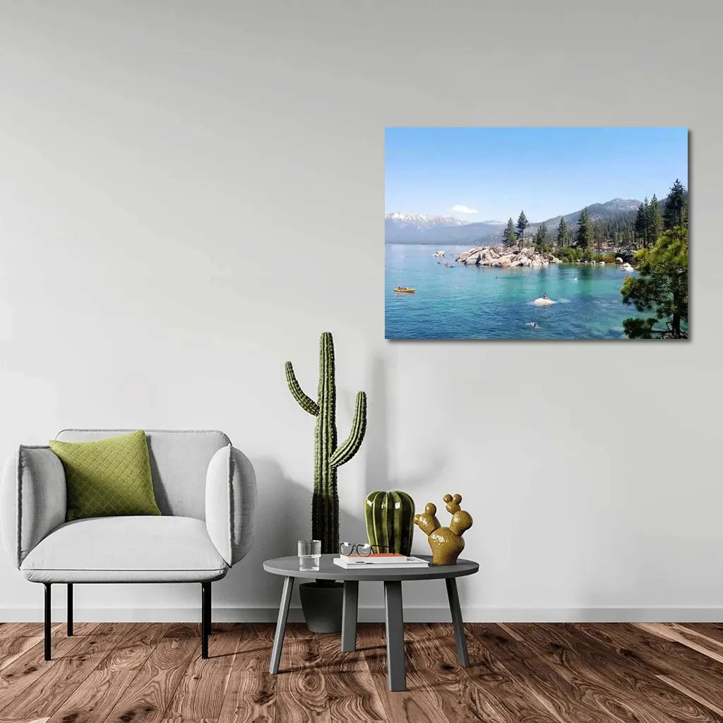 Lake Tahoe Clear Water Mountains Pine Trees – Wall Art