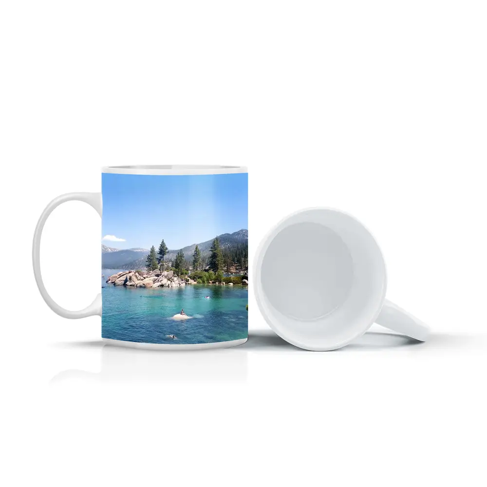 Lake Tahoe Clear Water Mountains Pine Trees – Mugs