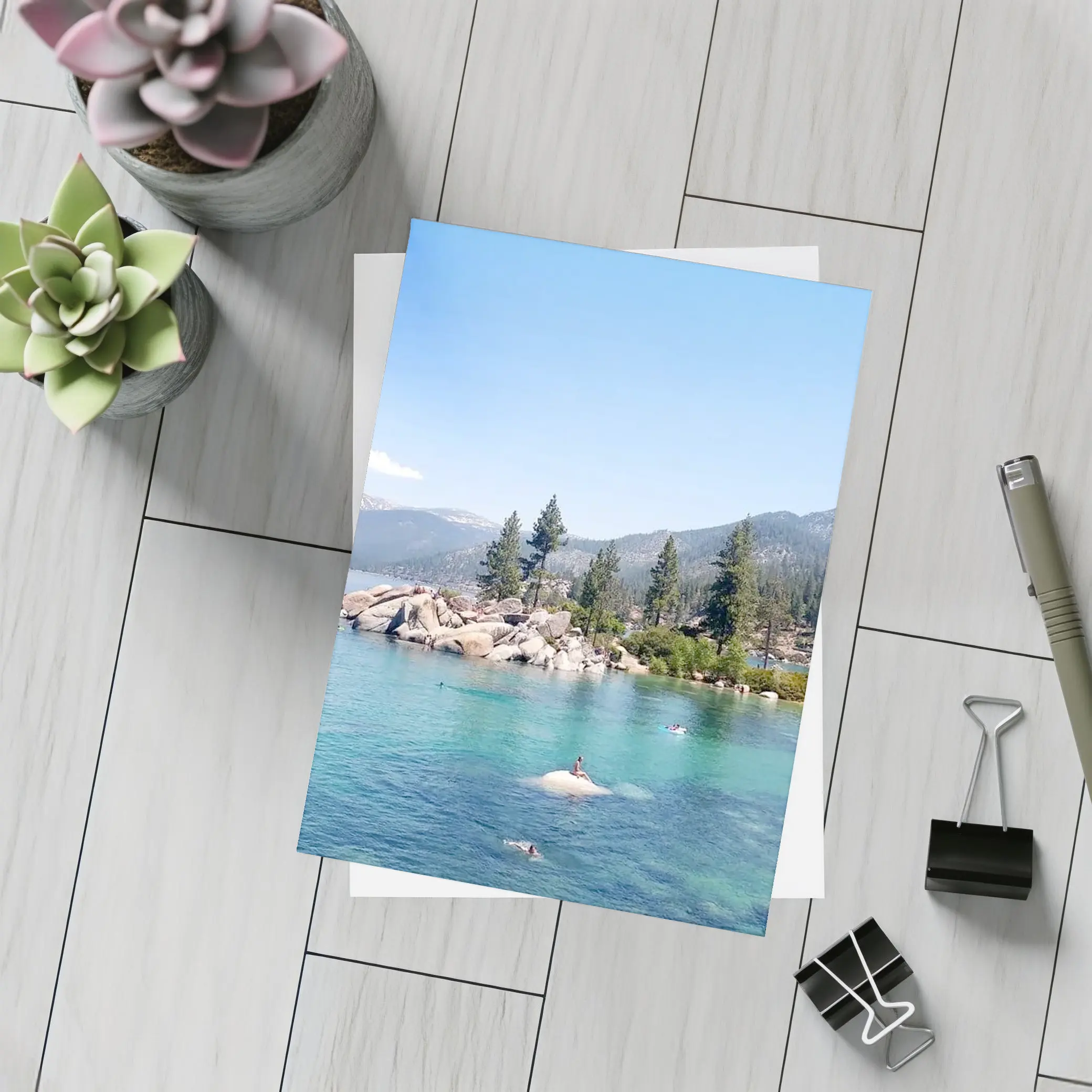 Lake Tahoe Clear Water Mountains Pine Trees – Postcards