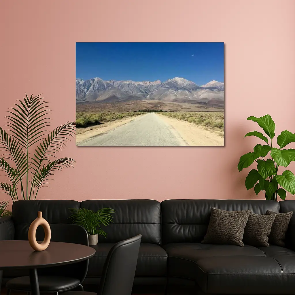Desert Road Leading To Sierra Nevada Mountains – Wall Art