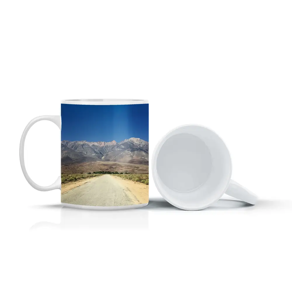 Desert Road Leading To Sierra Nevada Mountains – Mugs