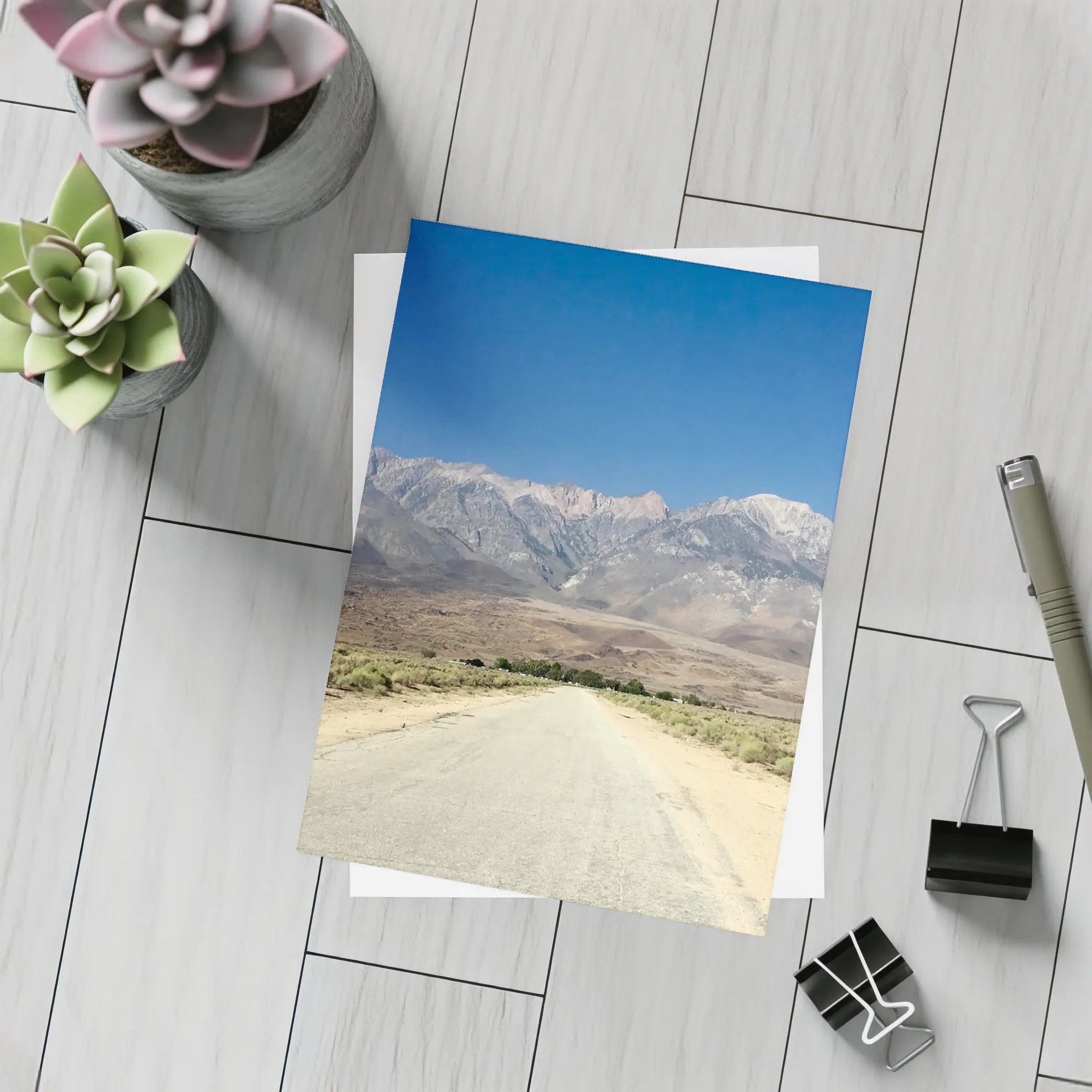 Desert Road Leading To Sierra Nevada Mountains – Postcards