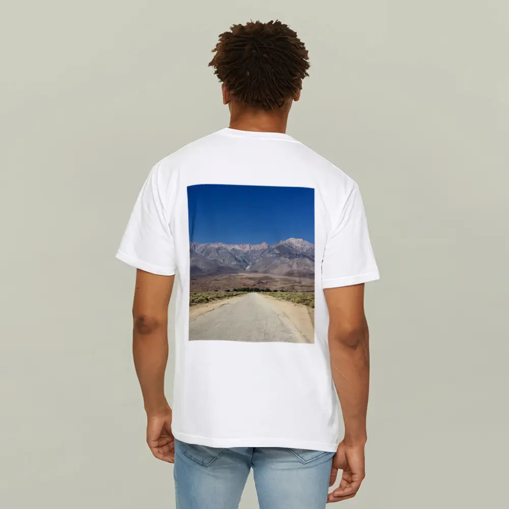 Desert Road Leading To Sierra Nevada Mountains – T-Shirts