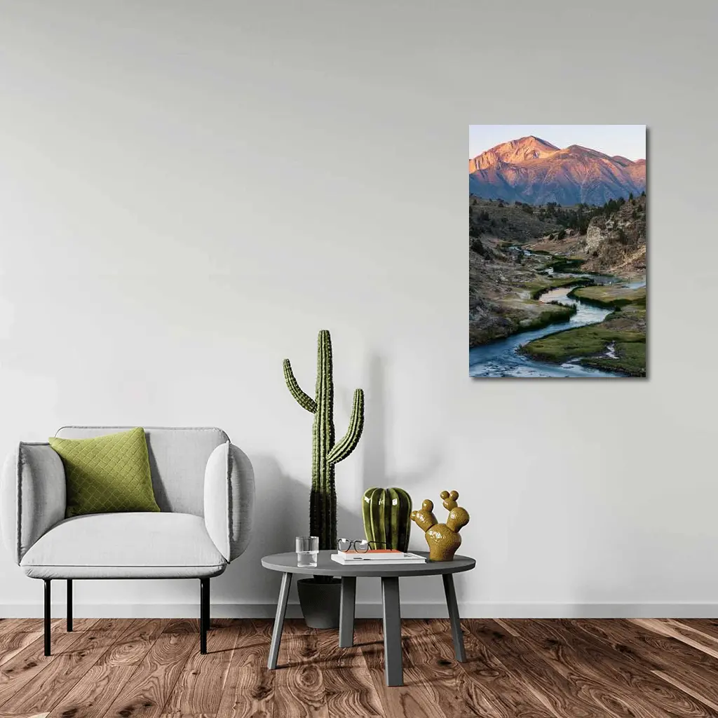 Winding River Valley Mountain Sunrise Landscape – Wall Art