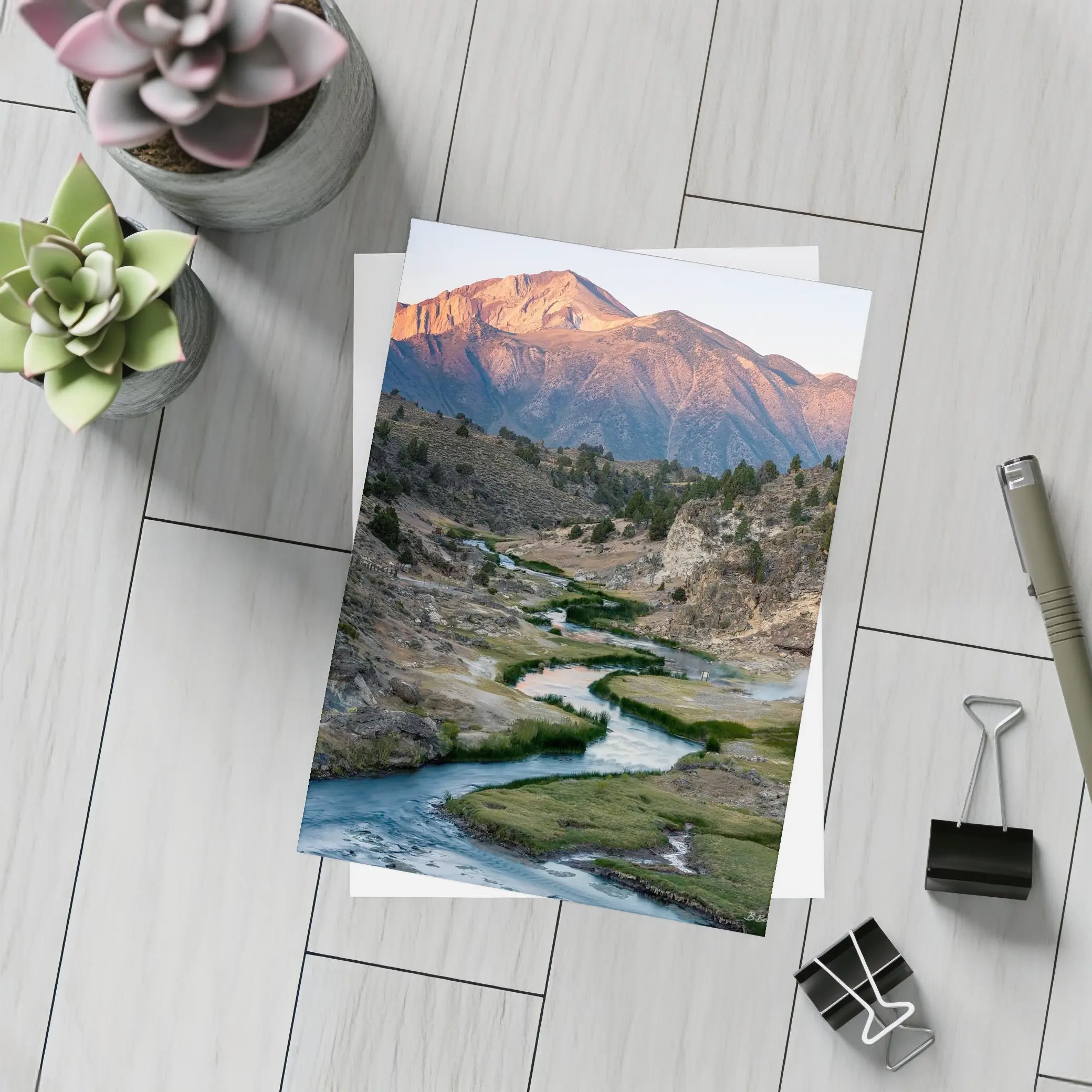 Winding River Valley Mountain Sunrise Landscape – Postcards