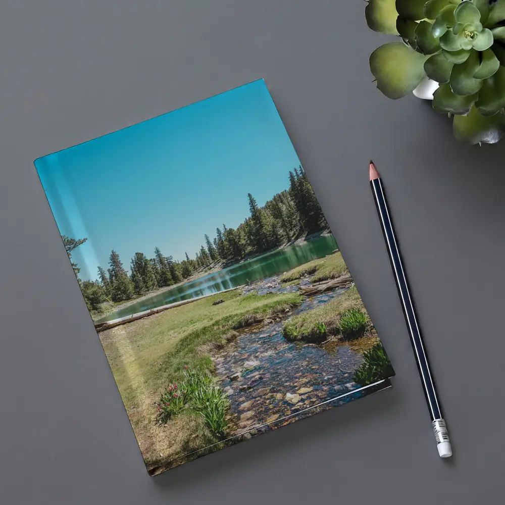 Alpine Lake Stream Pine Forest Clear Sky – Notebooks