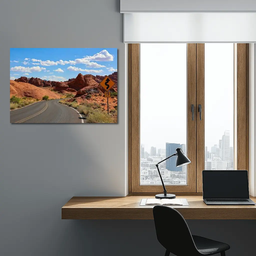 Red Rock Canyon Desert Road Blue Sky – Wall Art