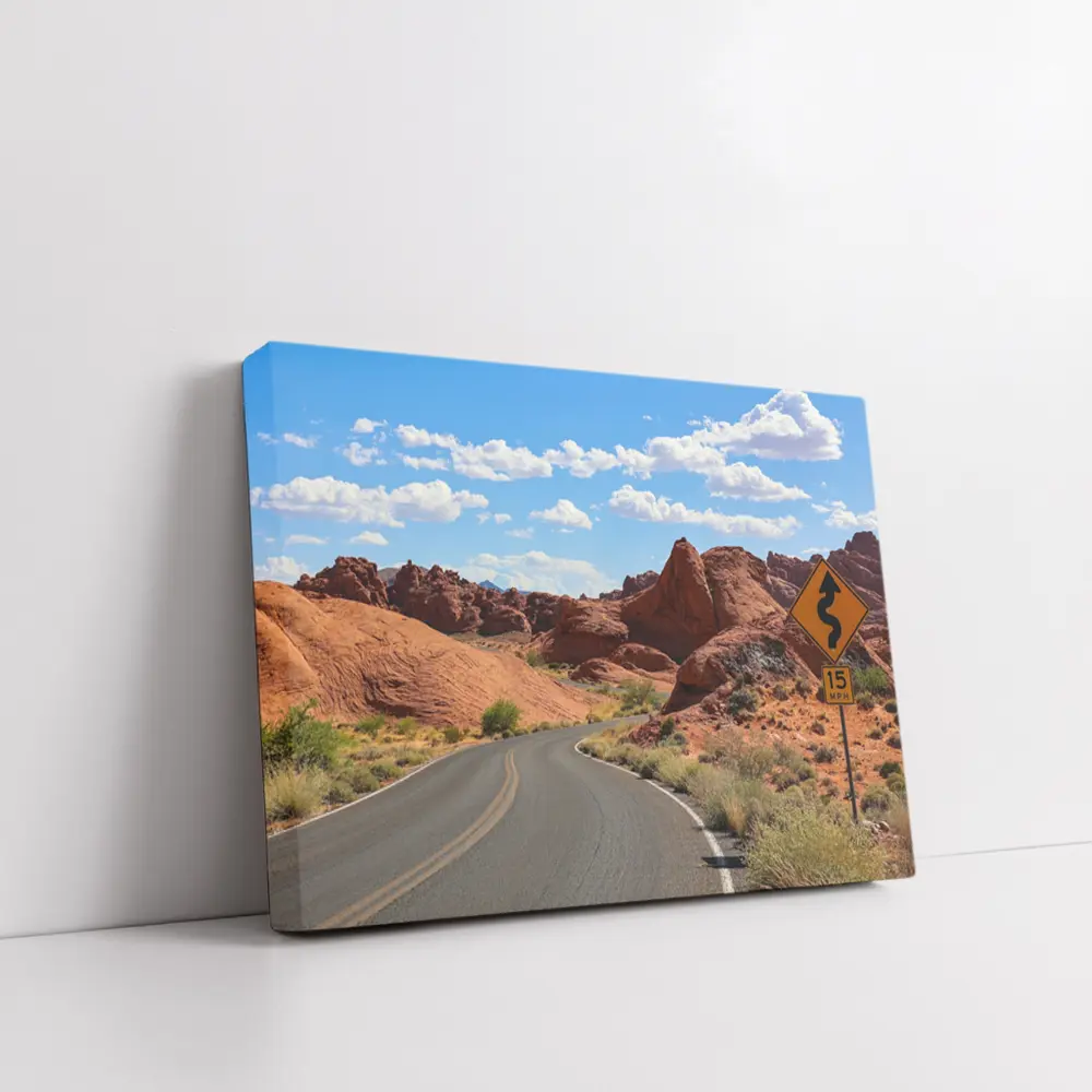 Red Rock Canyon Desert Road Blue Sky – Wall Art