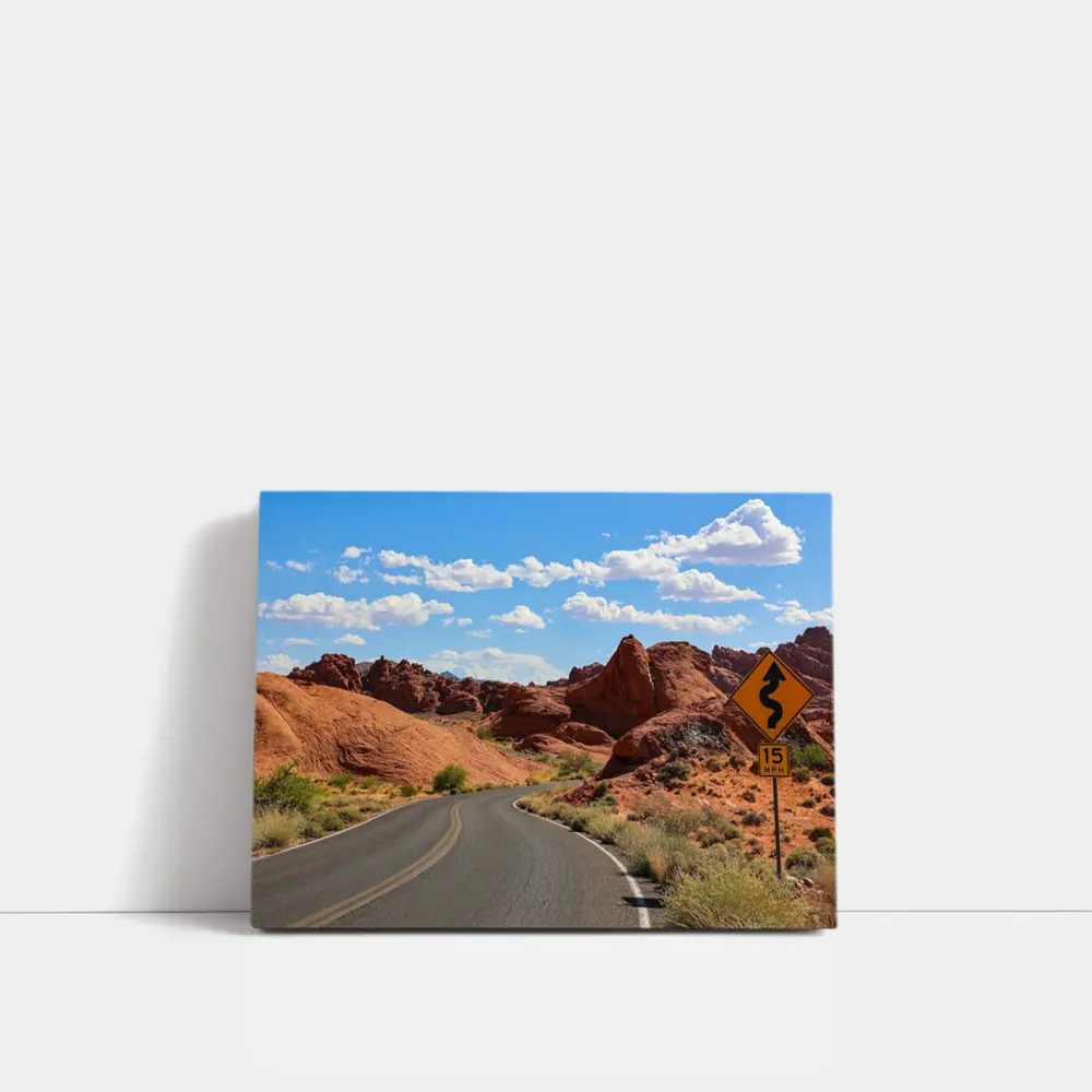 Red Rock Canyon Desert Road Blue Sky – Wall Art