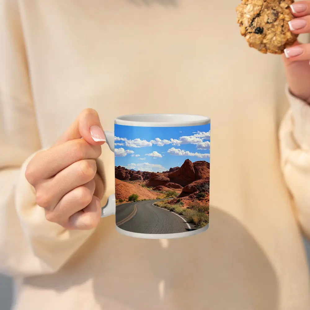 Red Rock Canyon Desert Road Blue Sky – Mugs