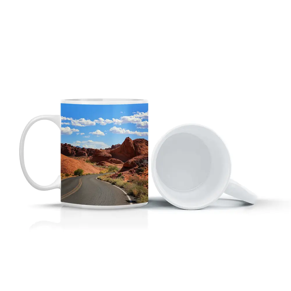 Red Rock Canyon Desert Road Blue Sky – Mugs