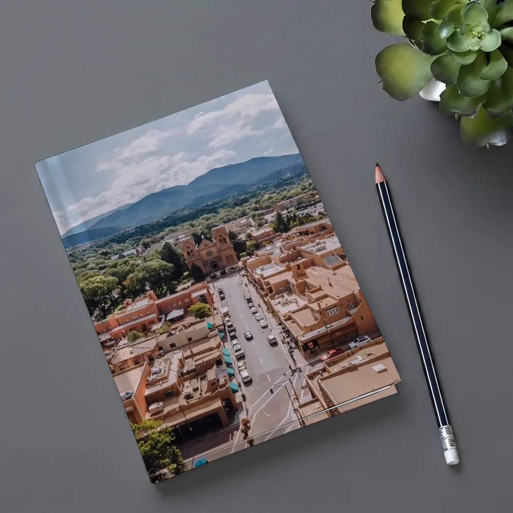 Santa Fe Cathedral Aerial View Mountains – Notebooks