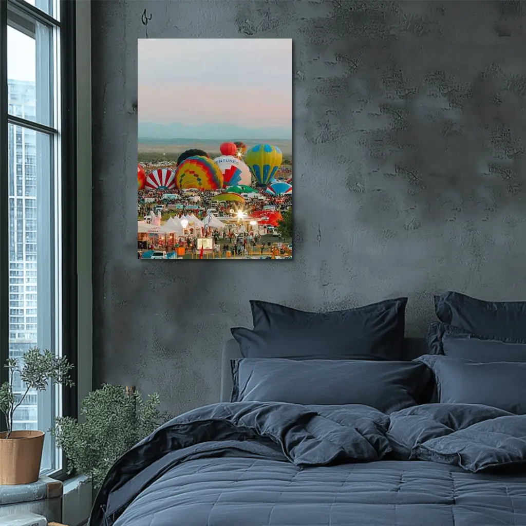 Hot Air Balloons Festival Desert Sunset Sky – Wall Art