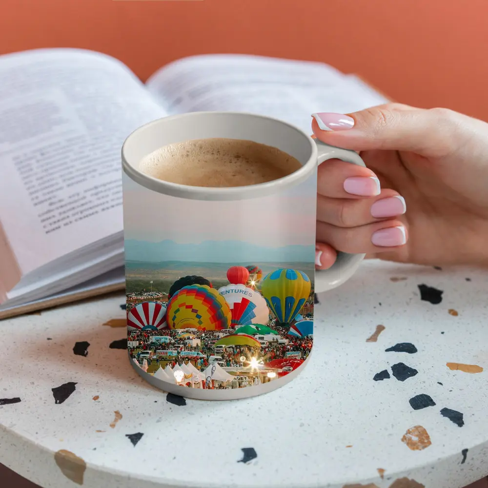Hot Air Balloons Festival Desert Sunset Sky – Mugs