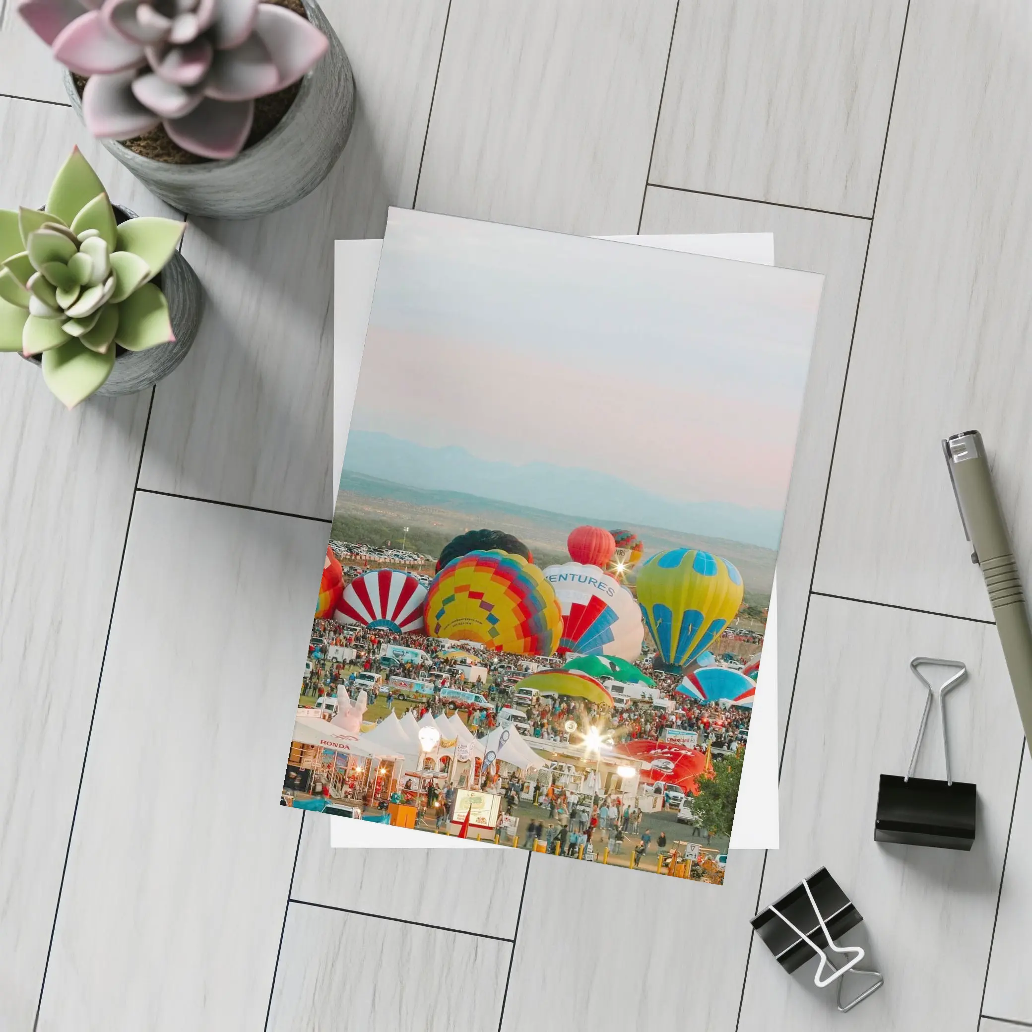 Hot Air Balloons Festival Desert Sunset Sky – Postcards