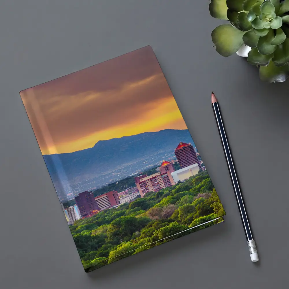 Albuquerque Skyline Sunset Mountain Background – Notebooks