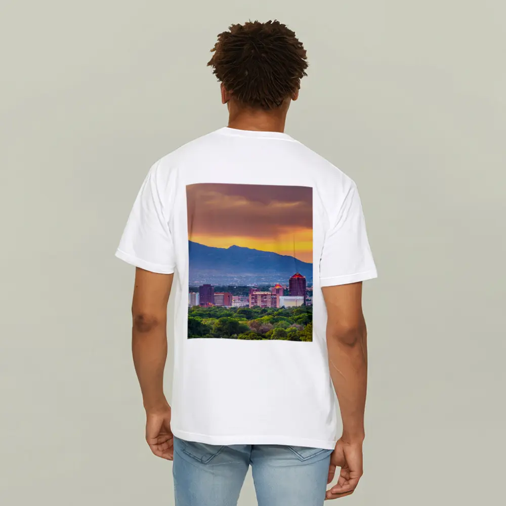 Albuquerque Skyline Sunset Mountain Background – T-Shirts