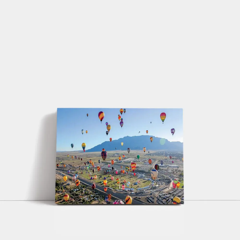 Hot Air Balloons Over Desert Mountain Landscape – Wall Art