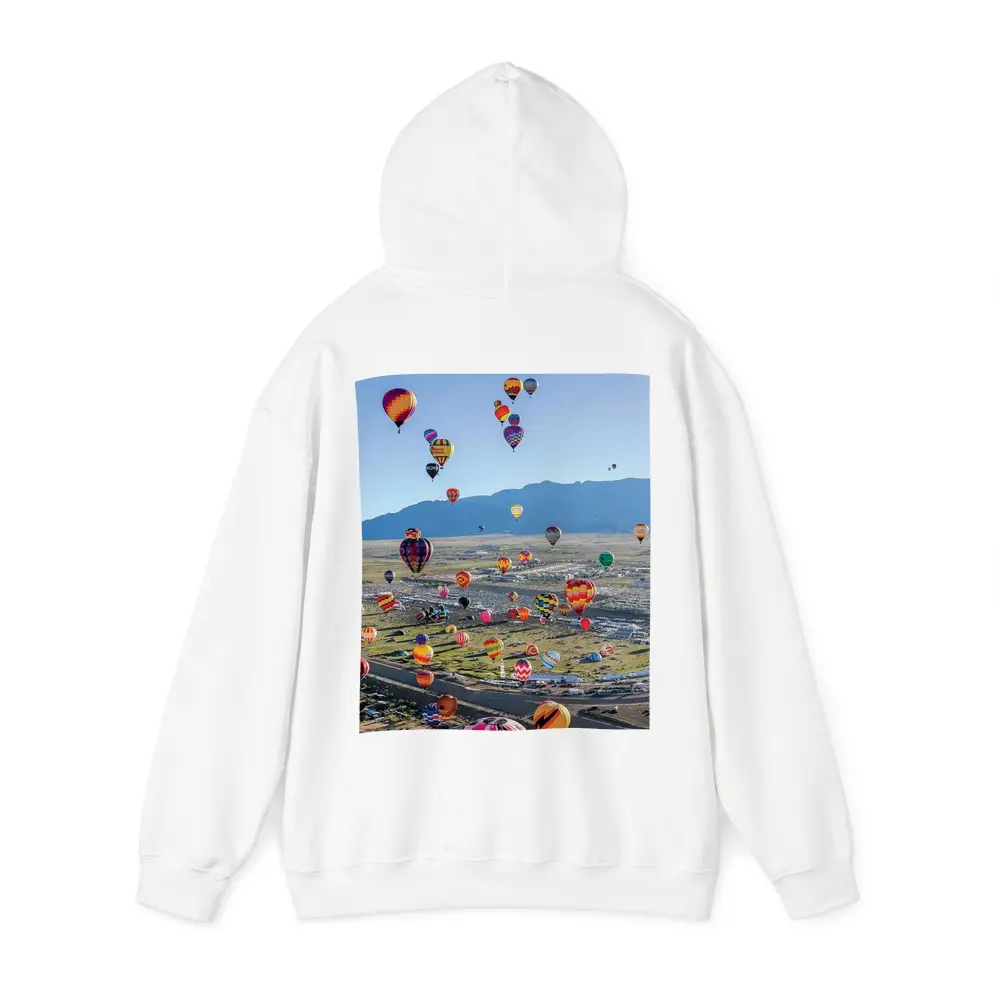 Hot Air Balloons Over Desert Mountain Landscape – Hoodies