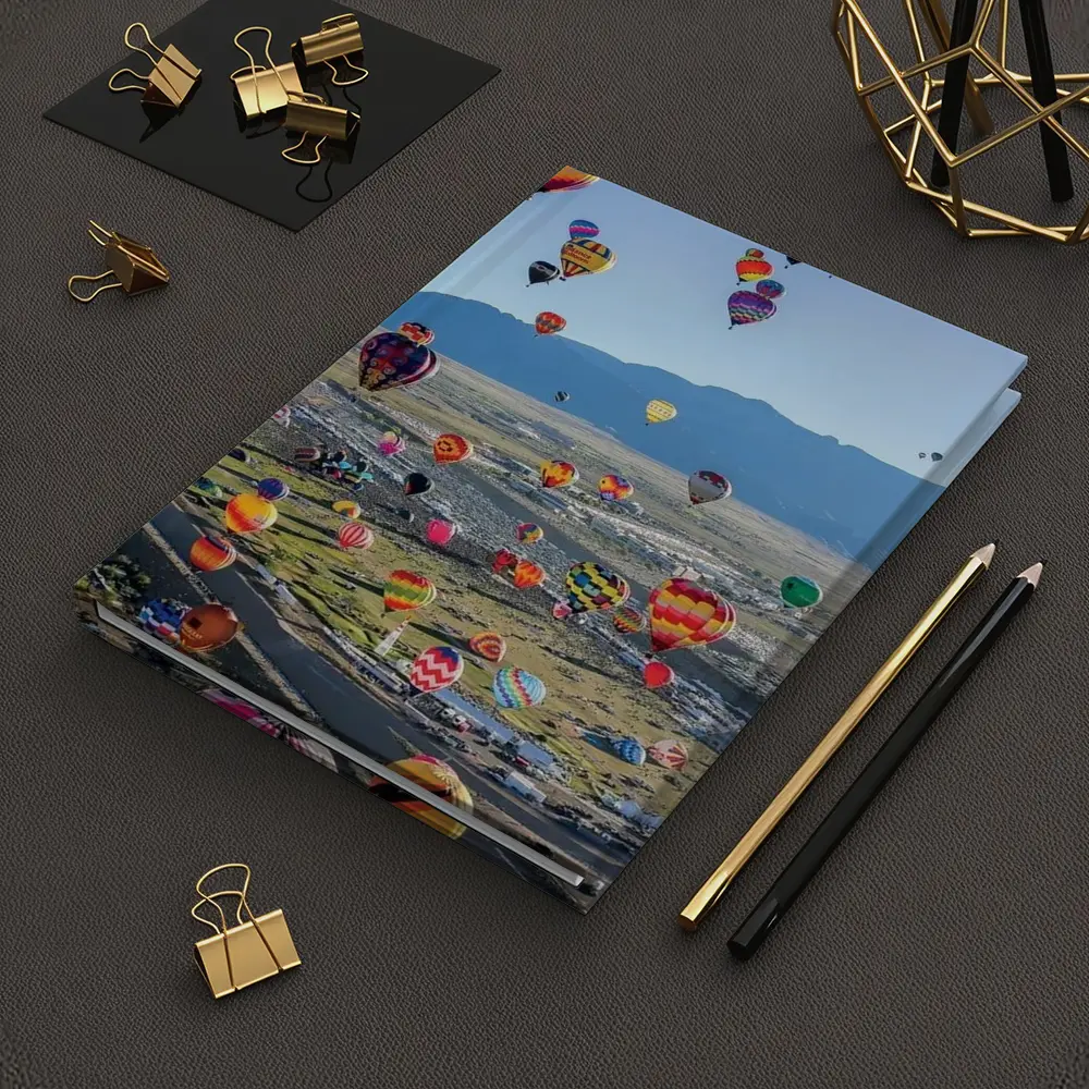 Hot Air Balloons Over Desert Mountain Landscape – Notebooks