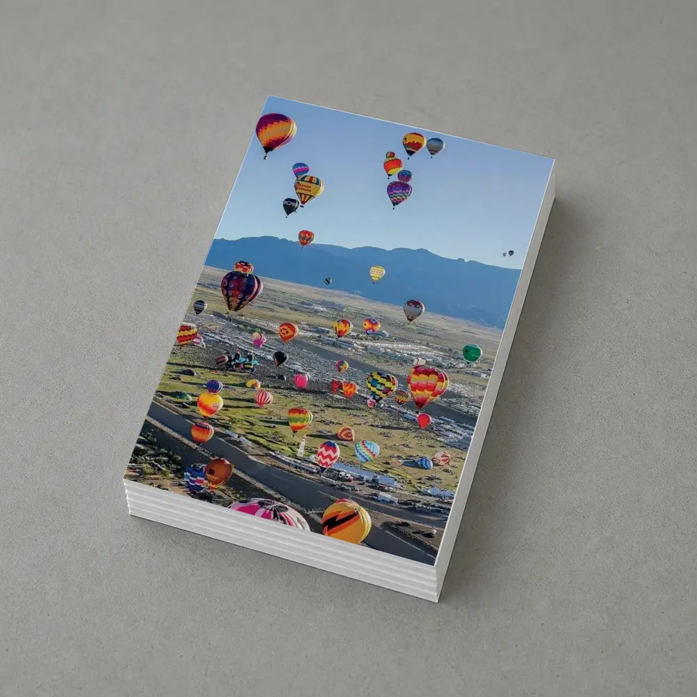 Hot Air Balloons Over Desert Mountain Landscape – Postcards