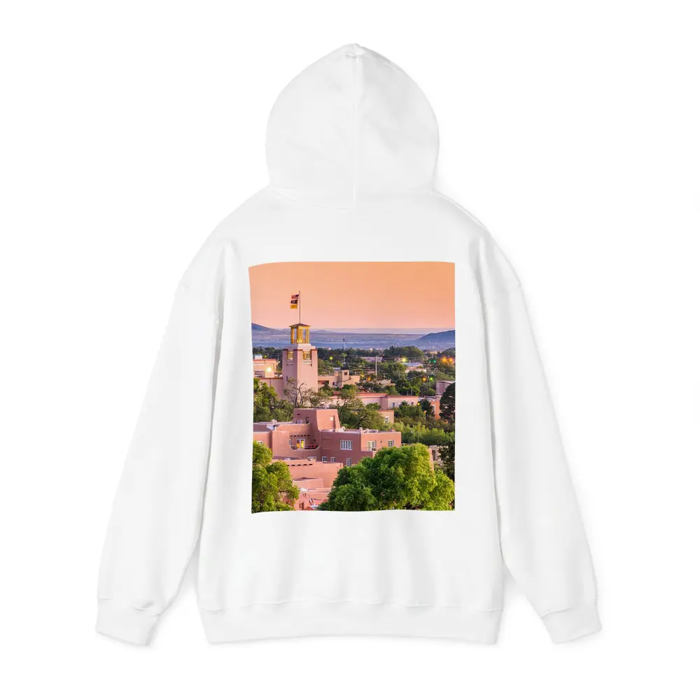 Santa Fe Adobe Buildings Sunset Sky View – Hoodies
