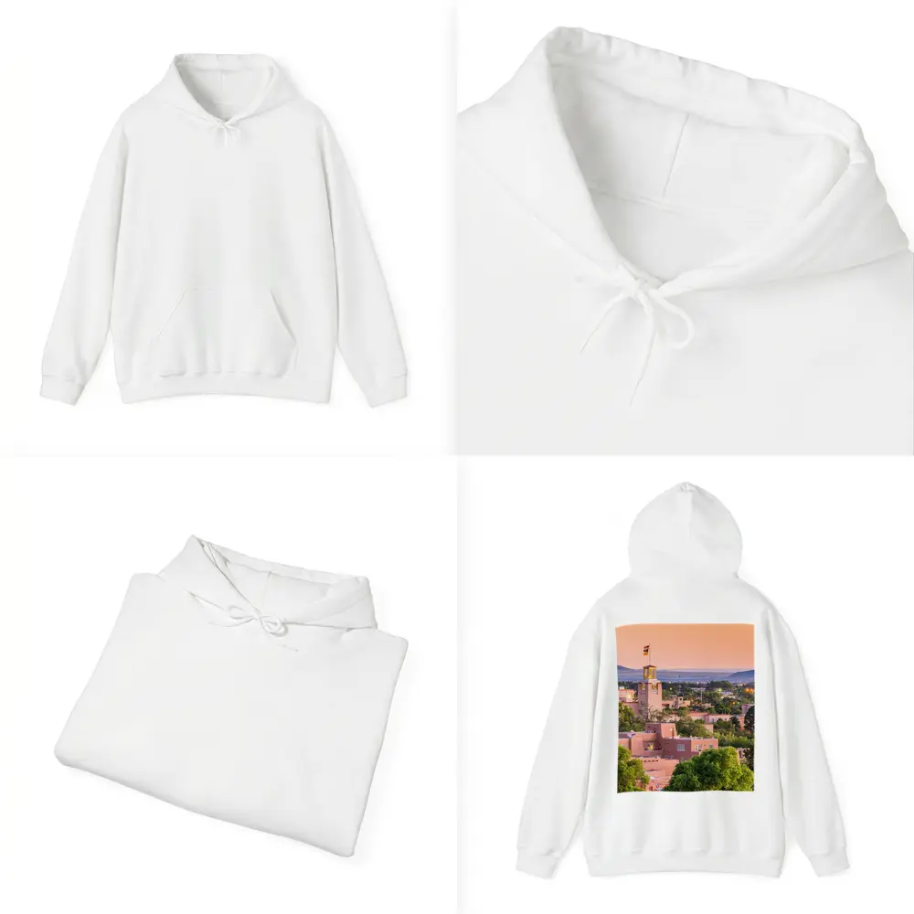 Santa Fe Adobe Buildings Sunset Sky View – Hoodies