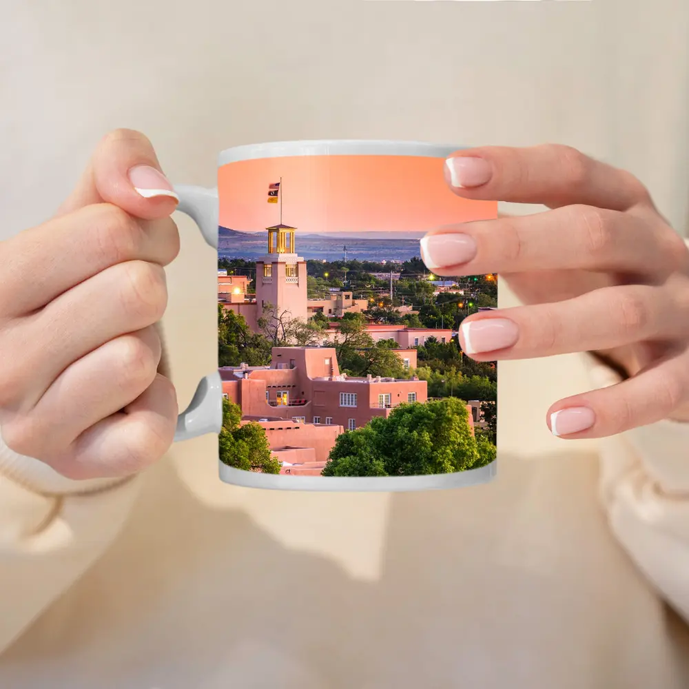Santa Fe Adobe Buildings Sunset Sky View – Mugs