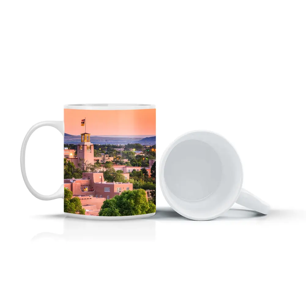 Santa Fe Adobe Buildings Sunset Sky View – Mugs