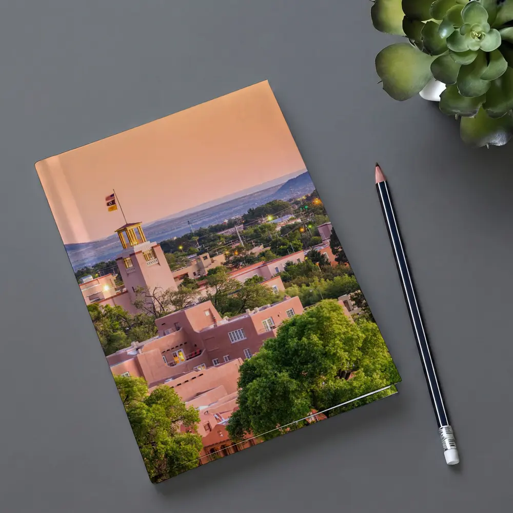 Santa Fe Adobe Buildings Sunset Sky View – Notebooks