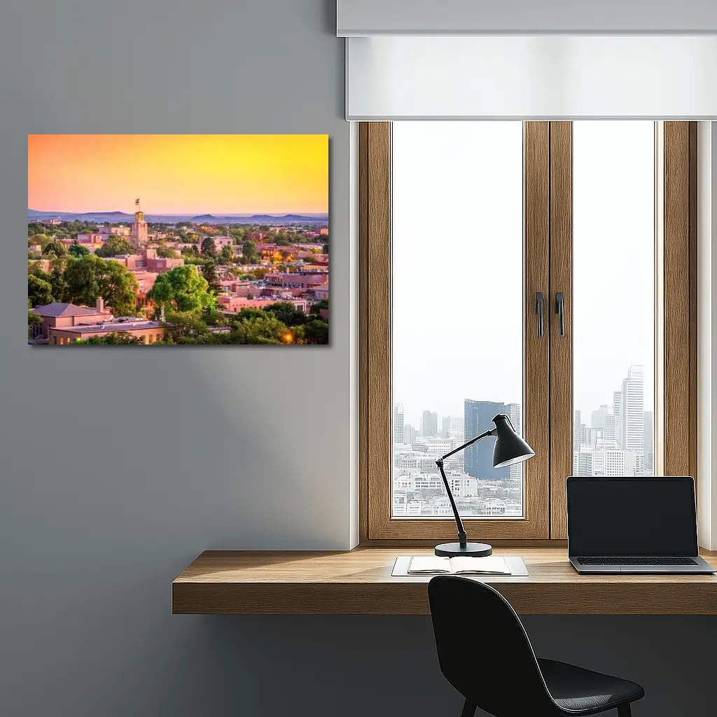 Santa Fe New Mexico Skyline Sunset View – Wall Art
