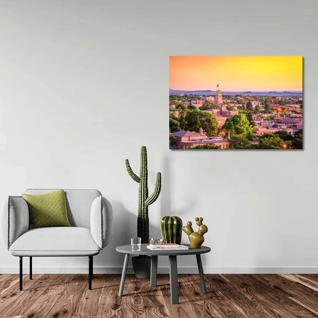 Santa Fe New Mexico Skyline Sunset View – Wall Art