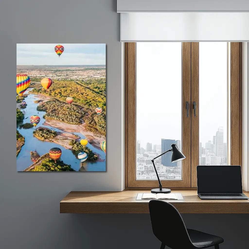 Hot Air Balloons Over Rio Grande River – Wall Art