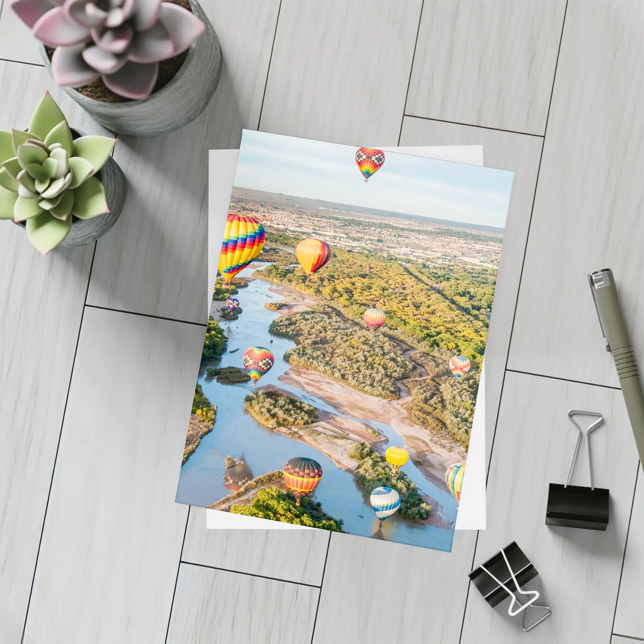 Hot Air Balloons Over Rio Grande River – Postcards