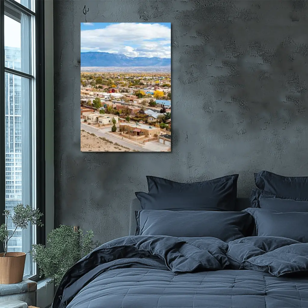 Albuquerque Neighborhood Aerial View Sandia Mountains – Wall Art
