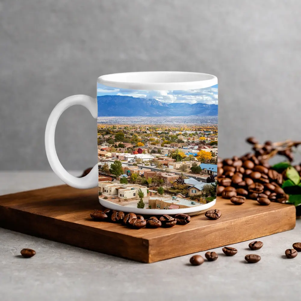 Albuquerque Neighborhood Aerial View Sandia Mountains – Mugs