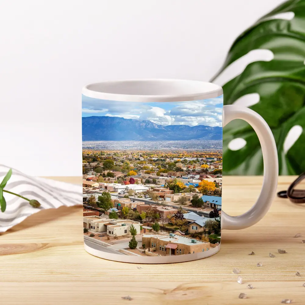 Albuquerque Neighborhood Aerial View Sandia Mountains – Mugs