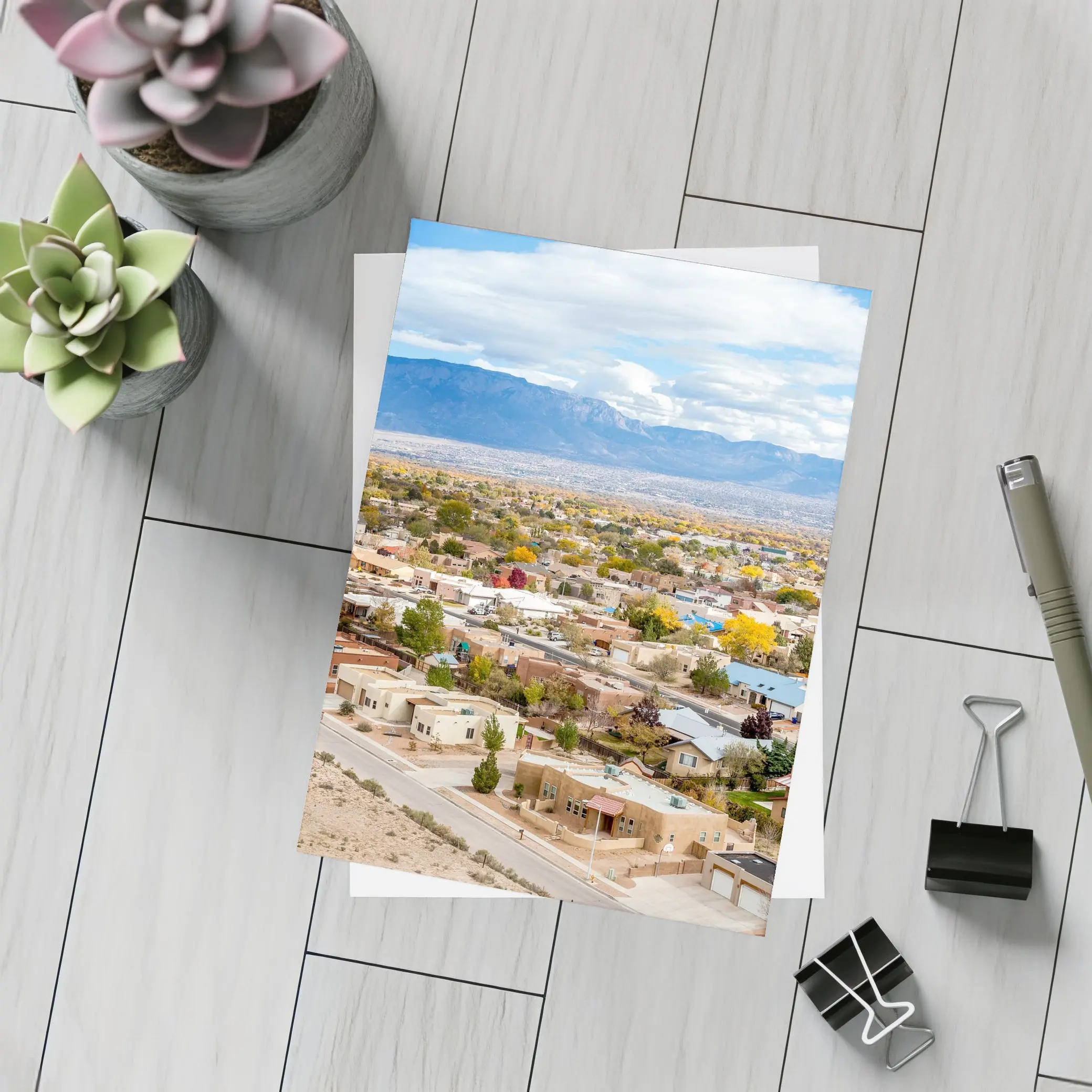 Albuquerque Neighborhood Aerial View Sandia Mountains – Postcards